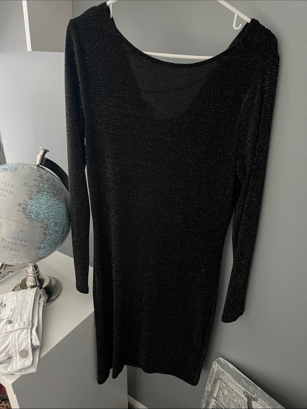 Michael Kors Black 3/4 Long-Sleeve Sparkle Bodycon Dress